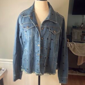 KEREN hart Blue Jean Jacket with Star Accents
